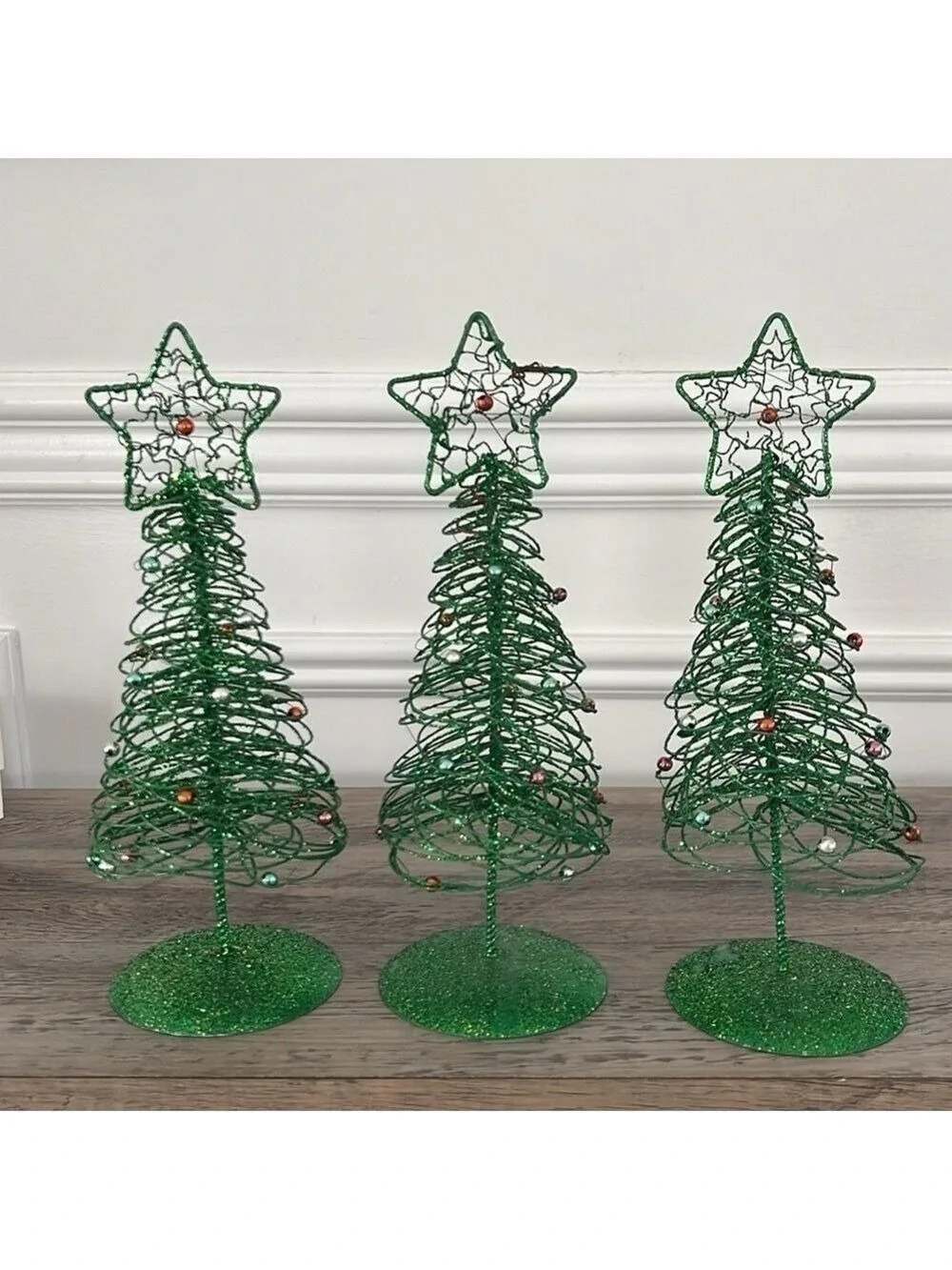 Pier 1 Imports Glitter Wire Star Christmas Tree 10 Inch Set Of 3